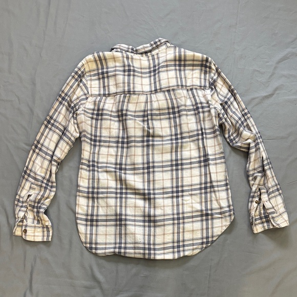 Women's Plaid Shirt - Cream and Blue - Picture 2 of 3
